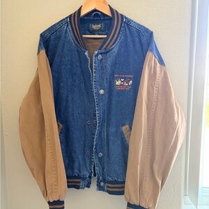 Vintage Dunbrooke Denim and Tan Varsity Jacket
